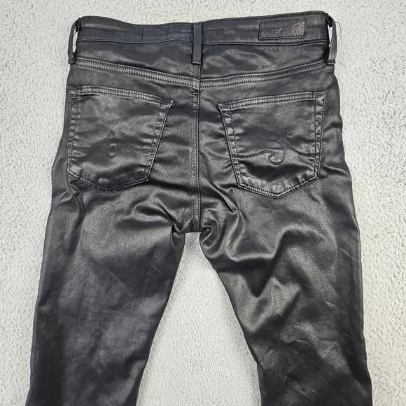 AG Adriano Goldschmied Pants 24 The Jodi Crop Coated Black High Rise Slim Flare - Picture 3 of 8